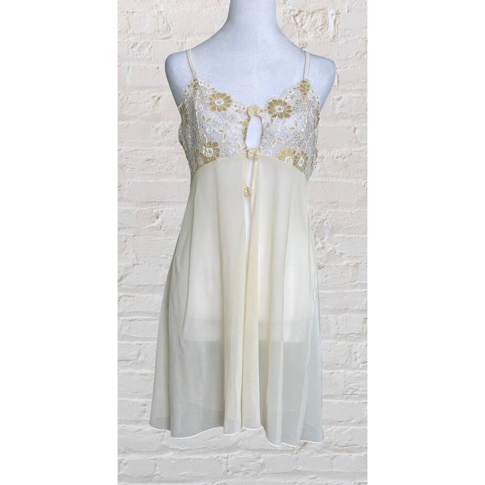 Vintage Gioia Buttery Yellow Nightie Lingerie Chemise Sz L Fairy Sexy READ
